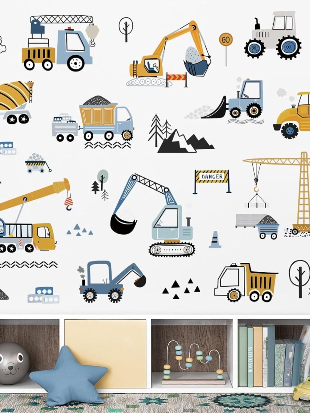 Construction Vehicles Trucks Tractor Boys Wall Decals Stickers